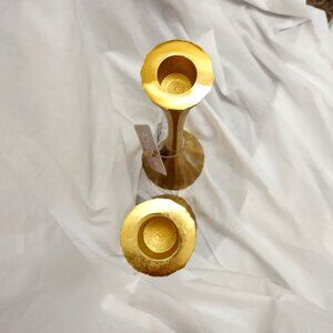 * MID CENTURY MODERN MATCHING CANDLE STICKS DESIGNED & CRAFTED IN INDIA GOLD new